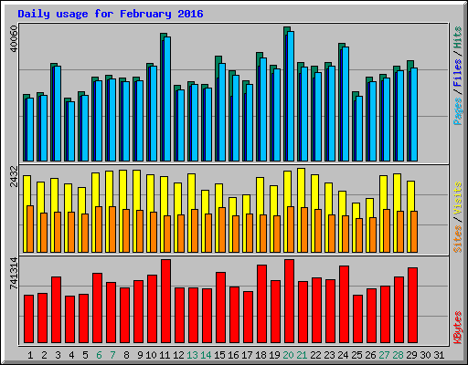Daily usage for February 2016