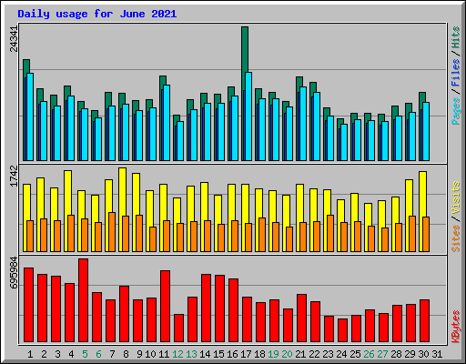 Daily usage for June 2021