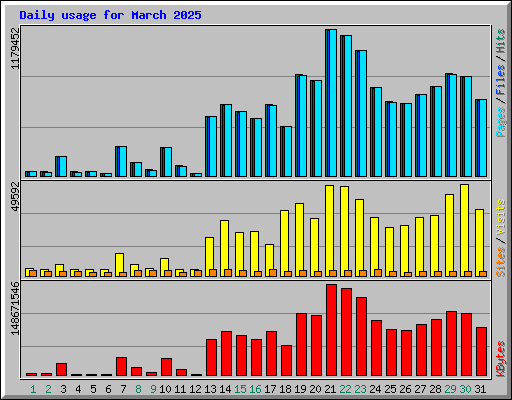 Daily usage for March 2025